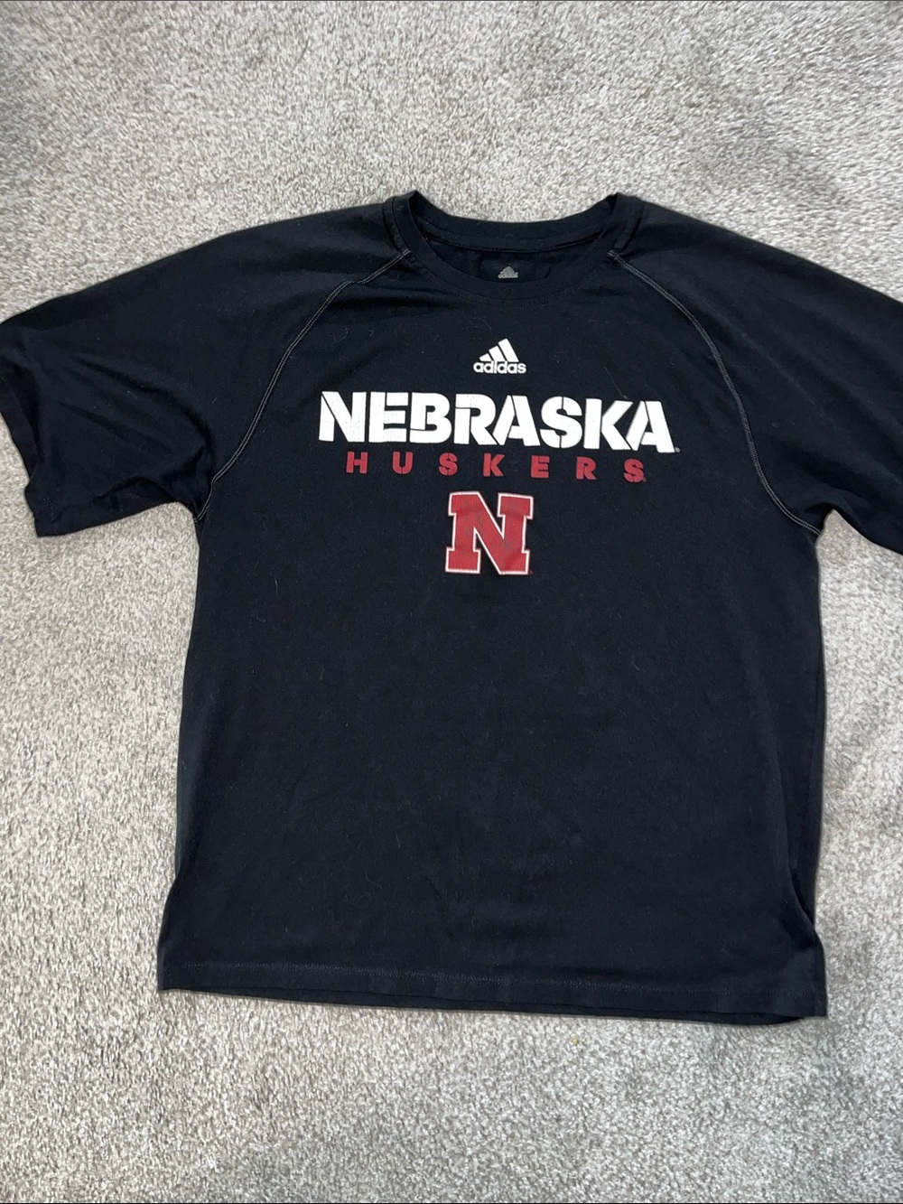 Adidas lightweight Nebraska Cornhuskers Black Work out T shirt M men’s